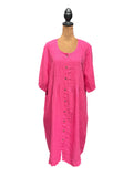 Gudrun Sjoden Pink 100% Linen Button-Front Dress