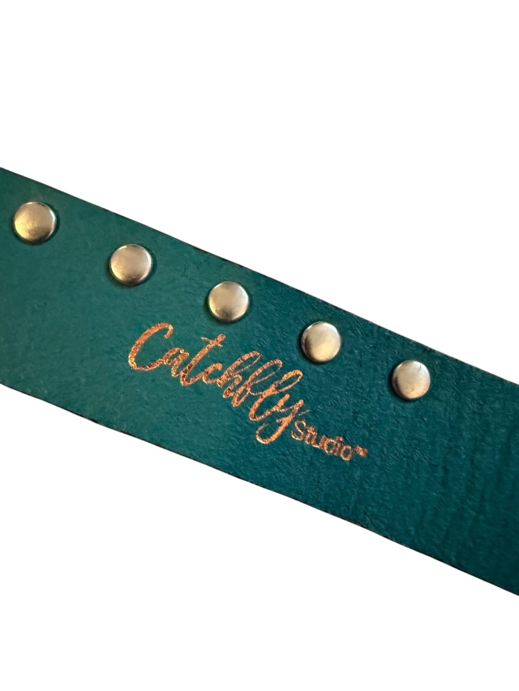 Catchfly Studio Embroidered Leather Belt with Studs and Feather Design