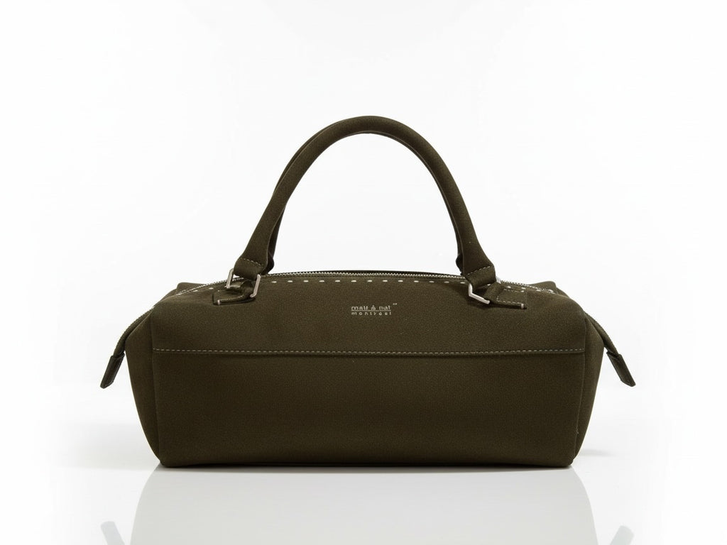 matt & nat Montreal Olive Green Vegan Suede Handbag with Mar