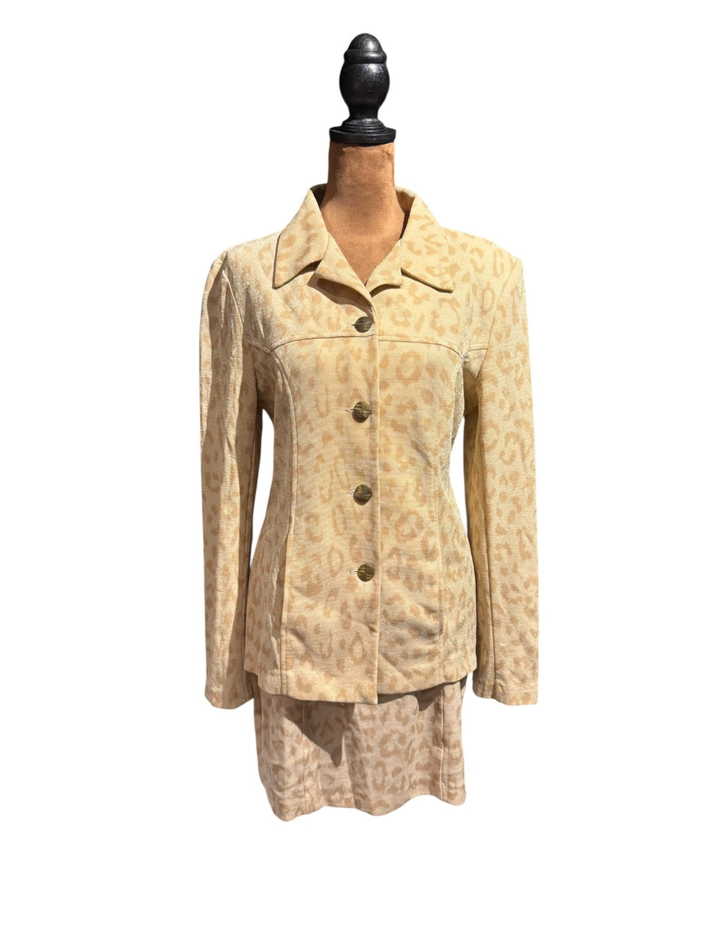 Gantos Women's Two-Piece Leopard Print Skirt and Jacket Set