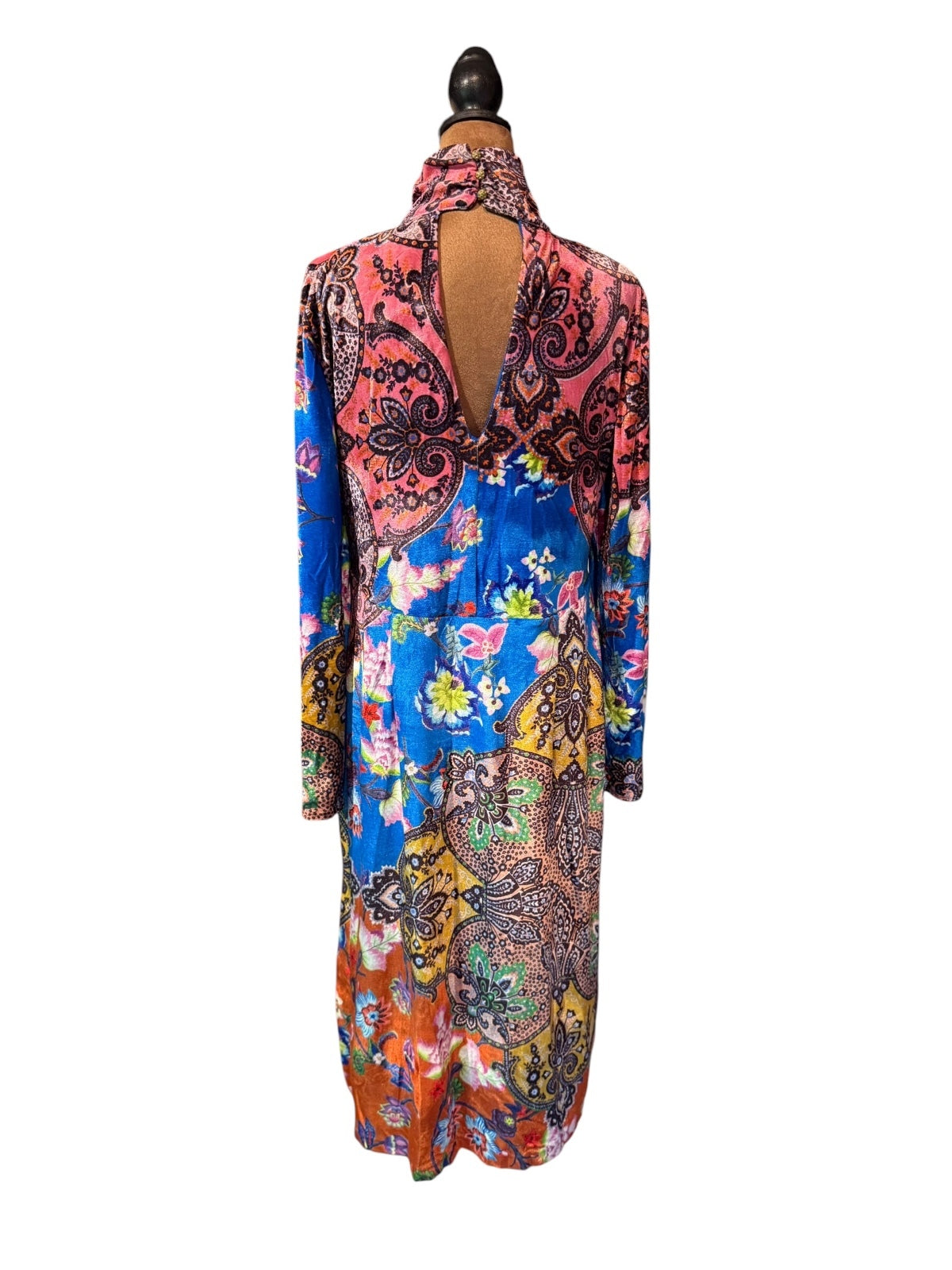 Anthropologie Velvet Floral Paisley Turtleneck Midi Dress