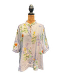 Vintage Floral Embroidered Blouse with Mandarin Collar