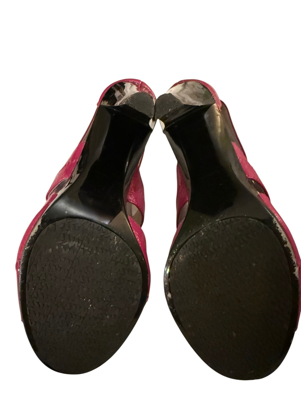 Michael Kors Pink Patent Leather High Heel Sandals with Front Zipper