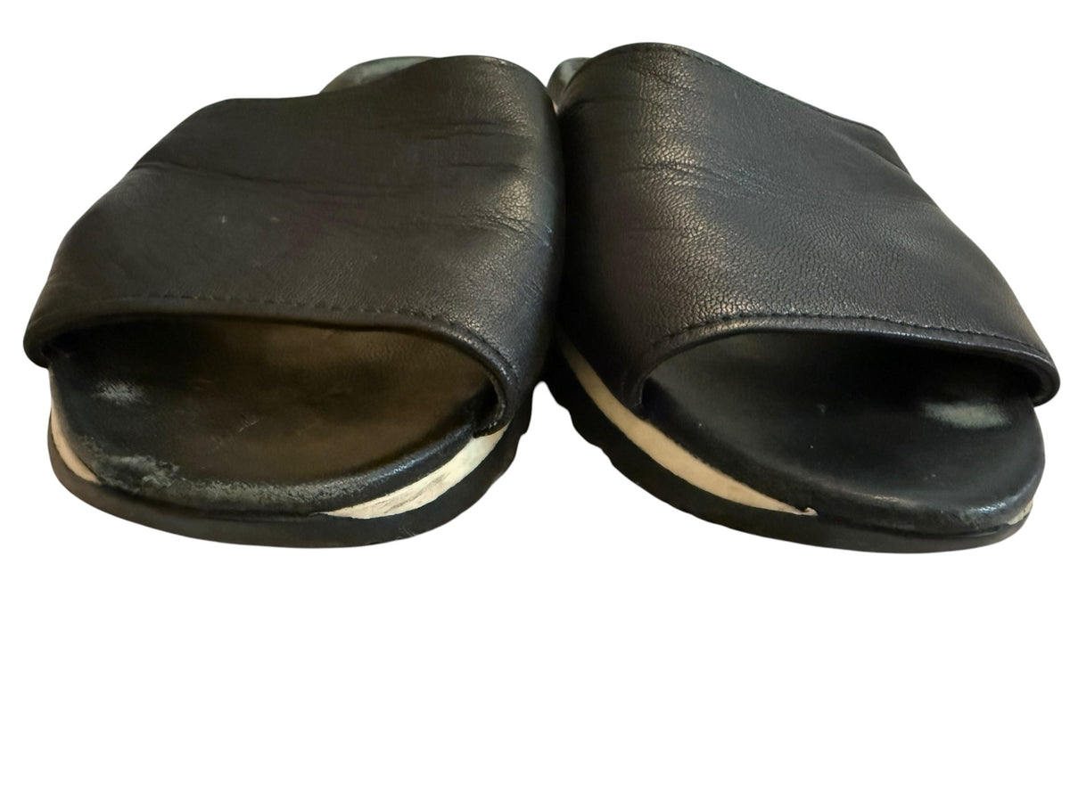 Prada Black Leather Slide Sandals