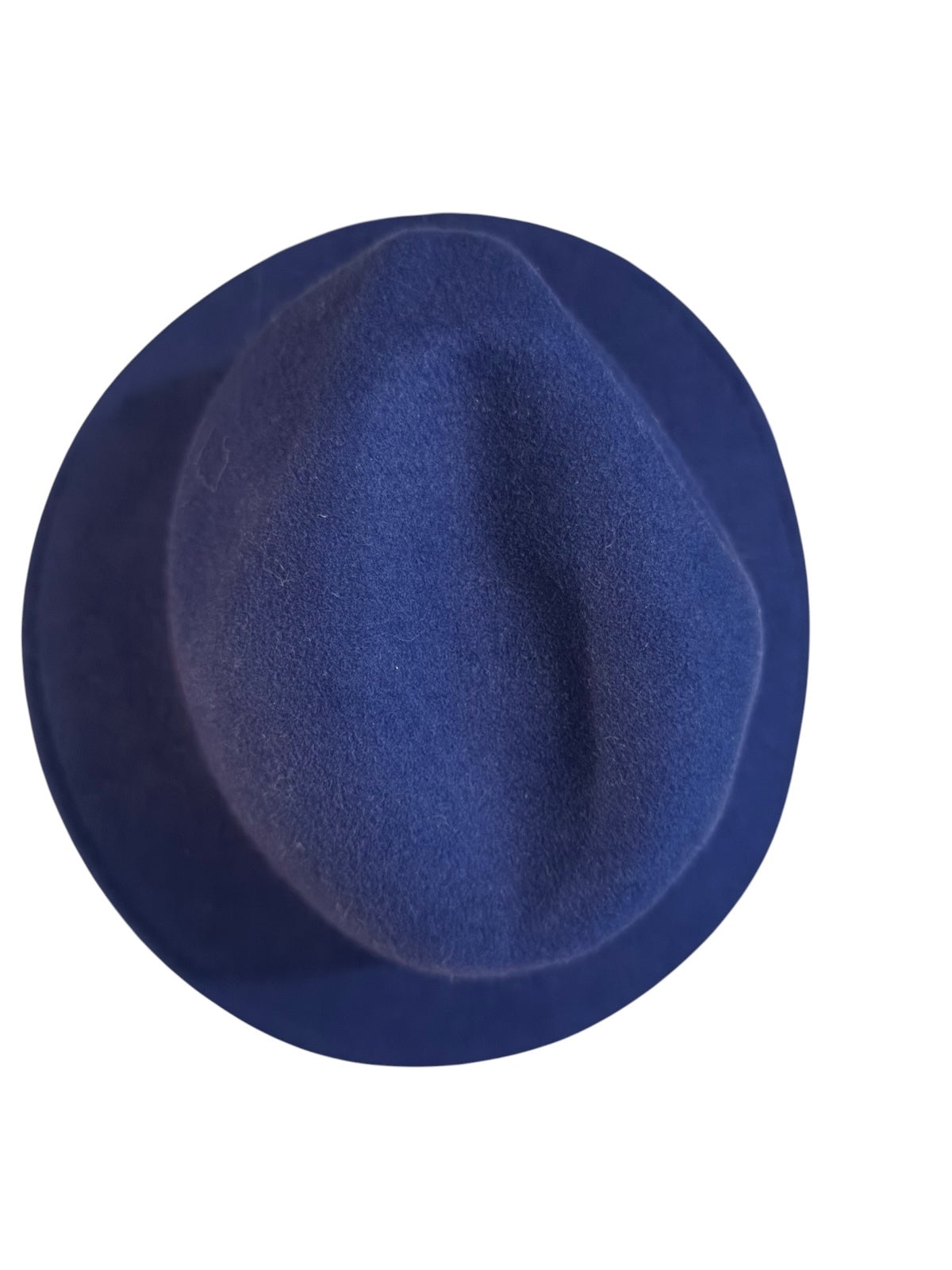 Lancaster Navy Blue Wool Fedora Hat with Burgundy Band Deadstock