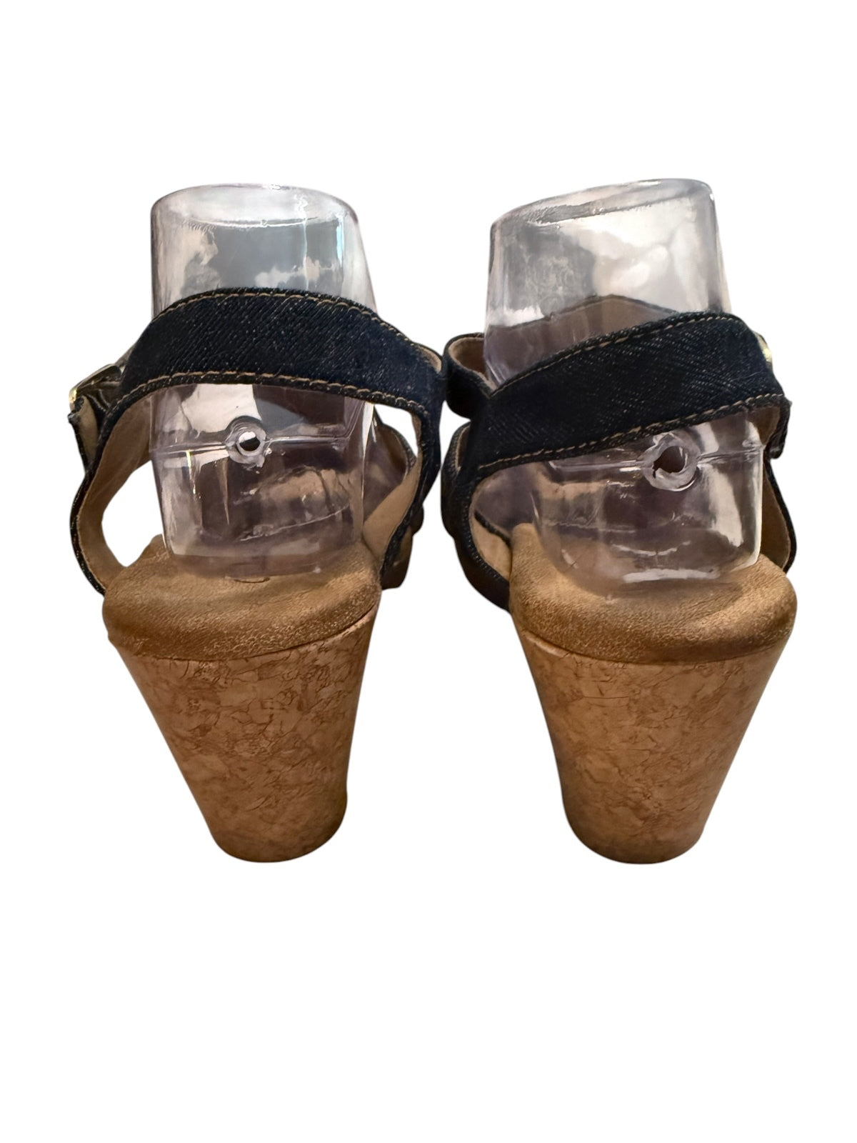 Clarks Women's Denim Wedge Sandals with Cork Heel