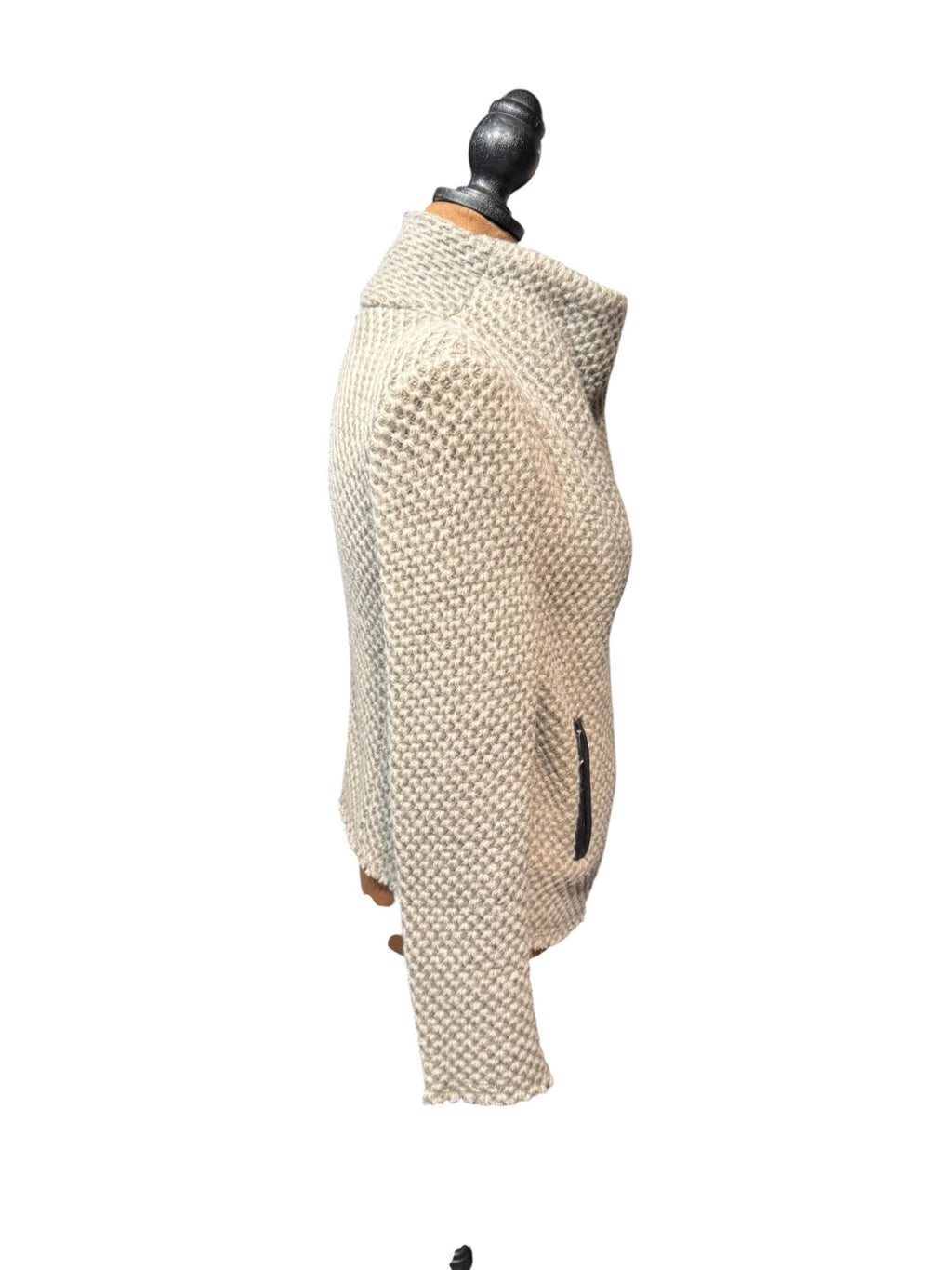 IRO Beige Chunky Knit Wool Blend Sweater Jacket