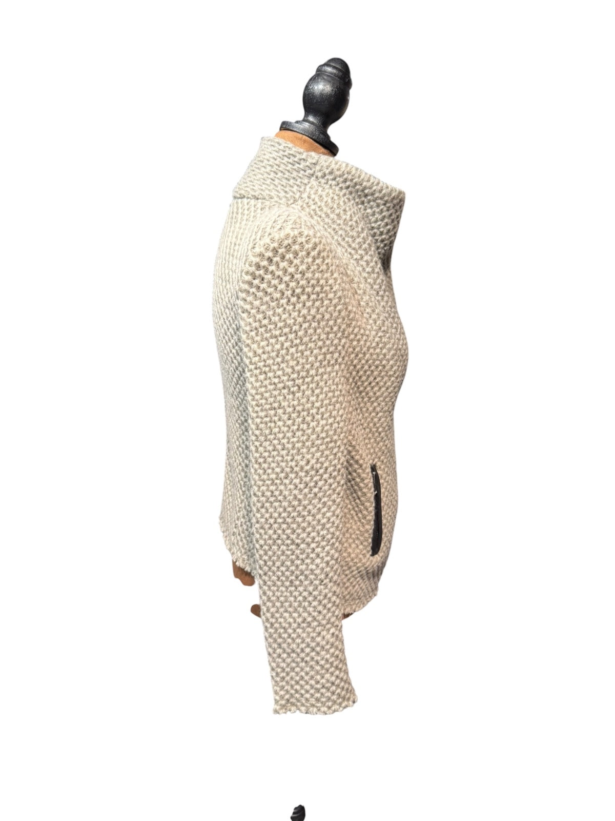 IRO Beige Chunky Knit Wool Blend Sweater Jacket