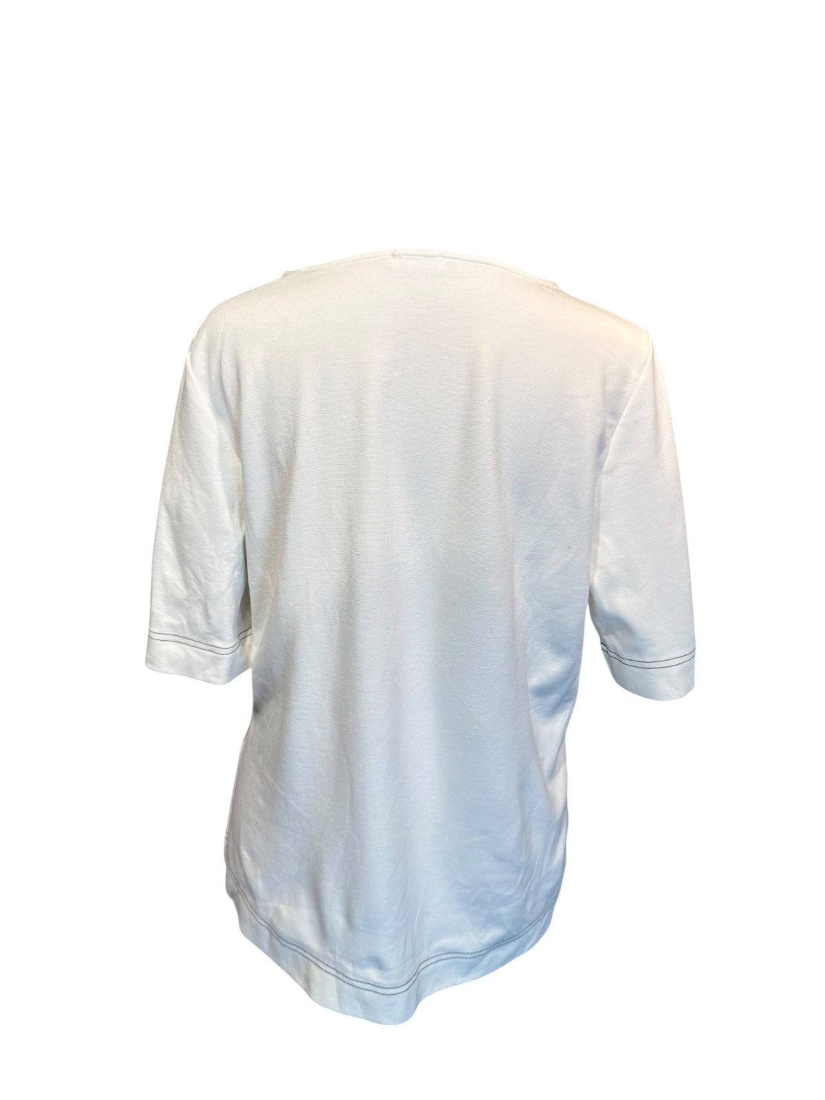 Walbusch White Short Sleeve Casual T-Shirt with Contrast Stitching