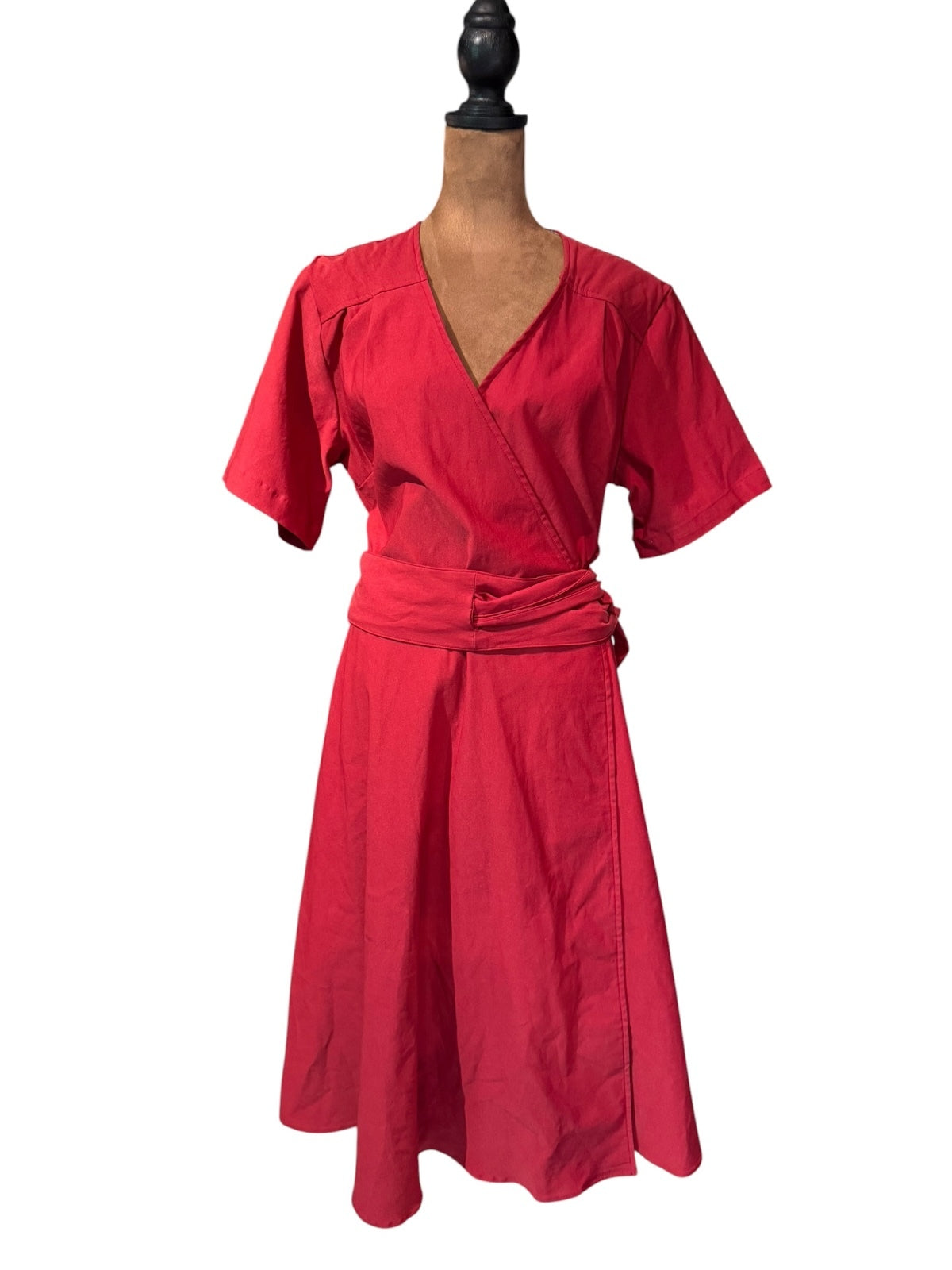 Betabrand Red Wrap Dress with Polka Dot Lining