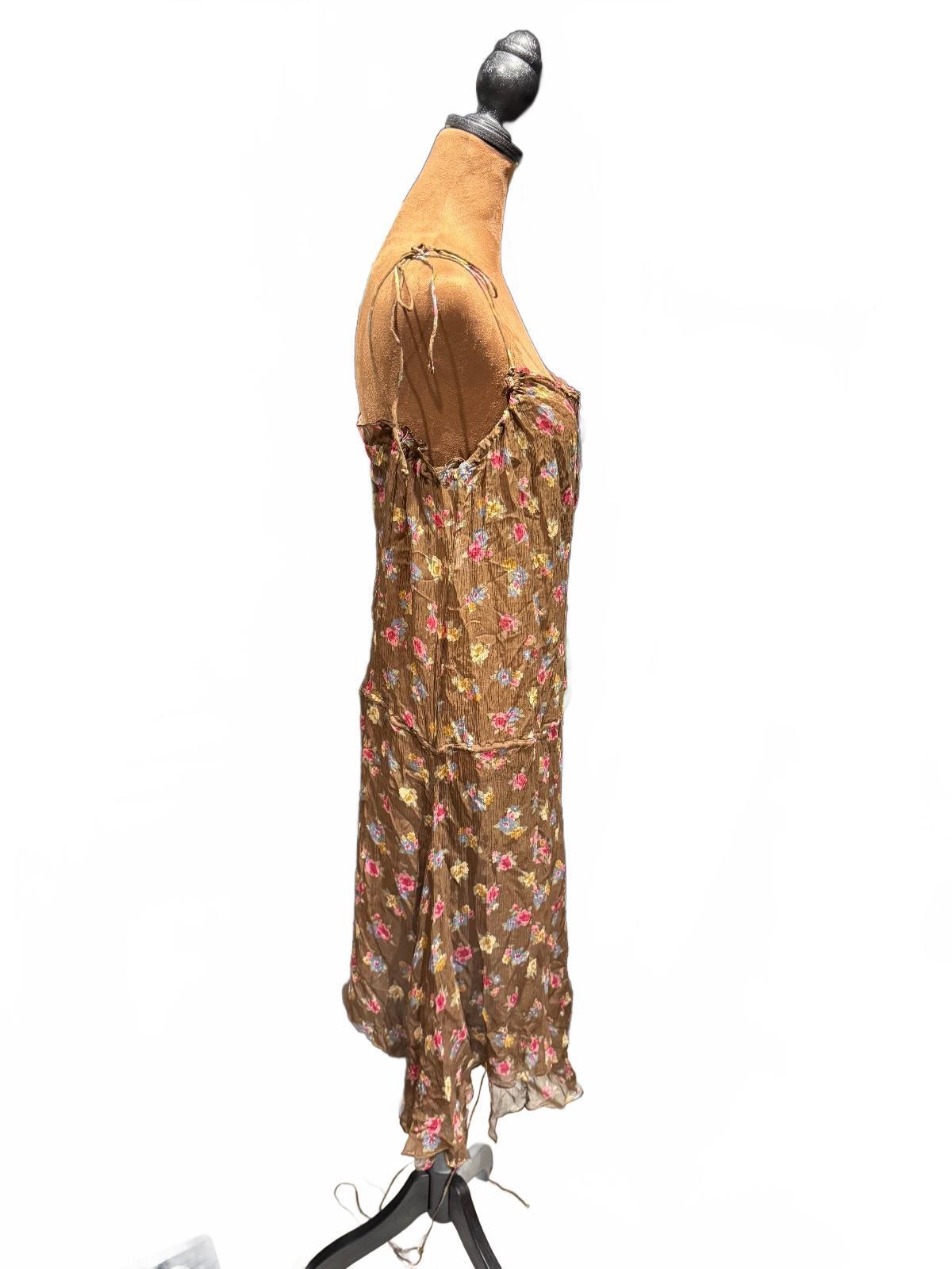 Marni Brown Floral Silk Slip Dress