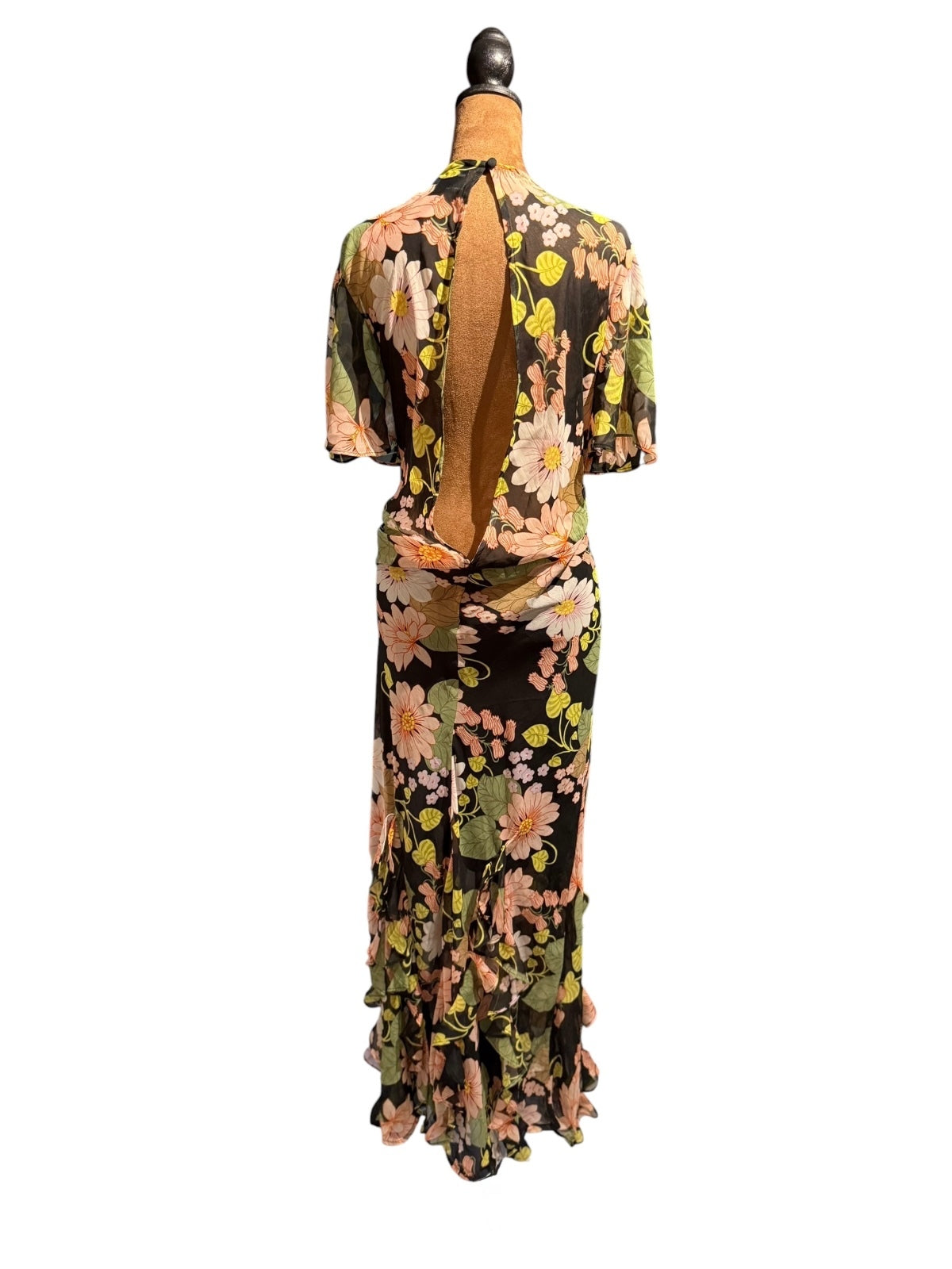 ASOS DESIGN Floral Ruffle Hem Maxi Dress with Open Back