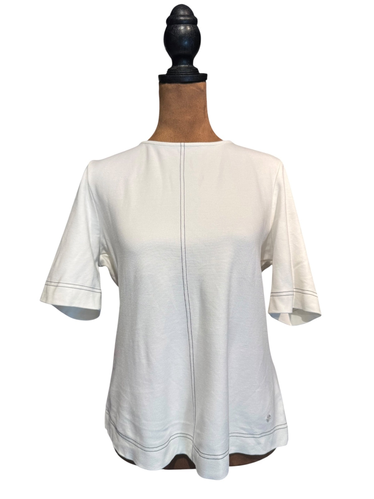 Walbusch White Short Sleeve Casual T-Shirt with Contrast Stitching