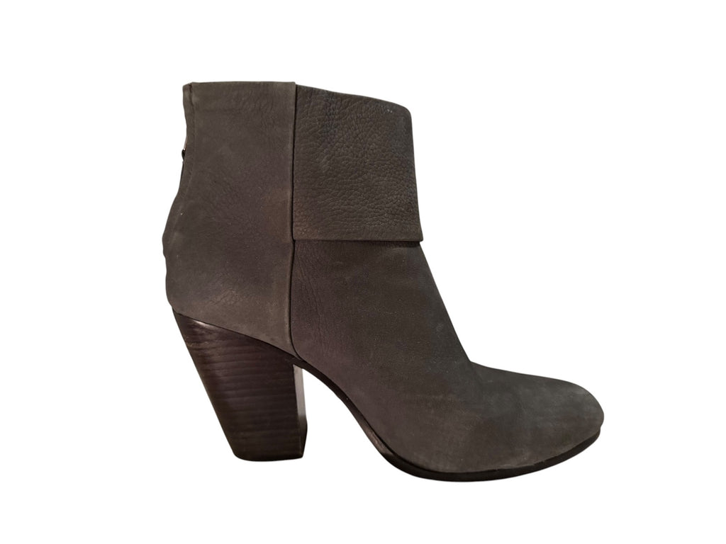 rag & bone Gray Suede Ankle Boots with Block Heel