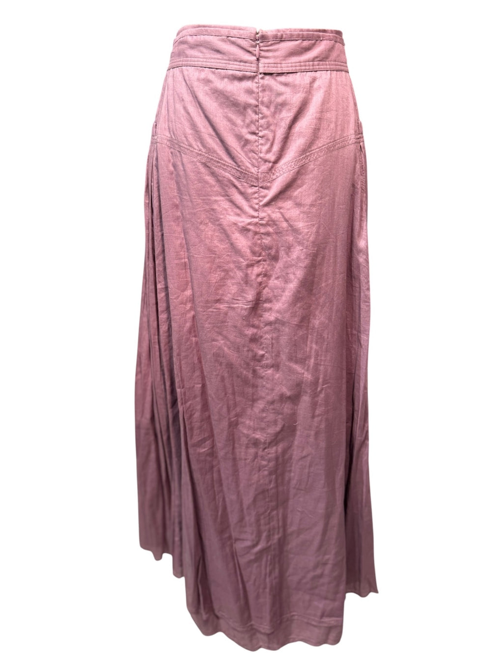 Vintage Mauve Pleated Maxi Skirt with High Waist