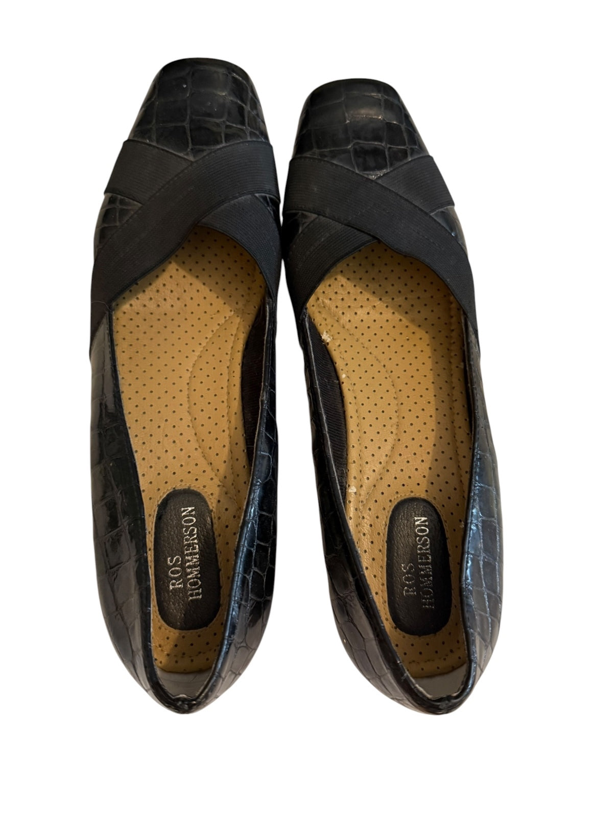 Ross Hommerson Black Croc-Embossed Low Heel Pumps