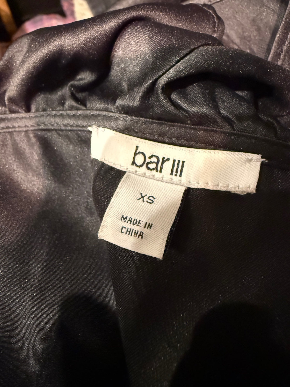 Bar III Black Satin Ruffle Wrap Dress
