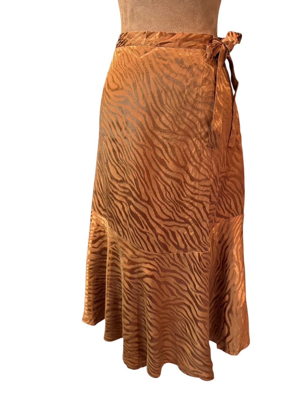 Maeve Brown Animal Print Wrap Skirt with Tie Waist