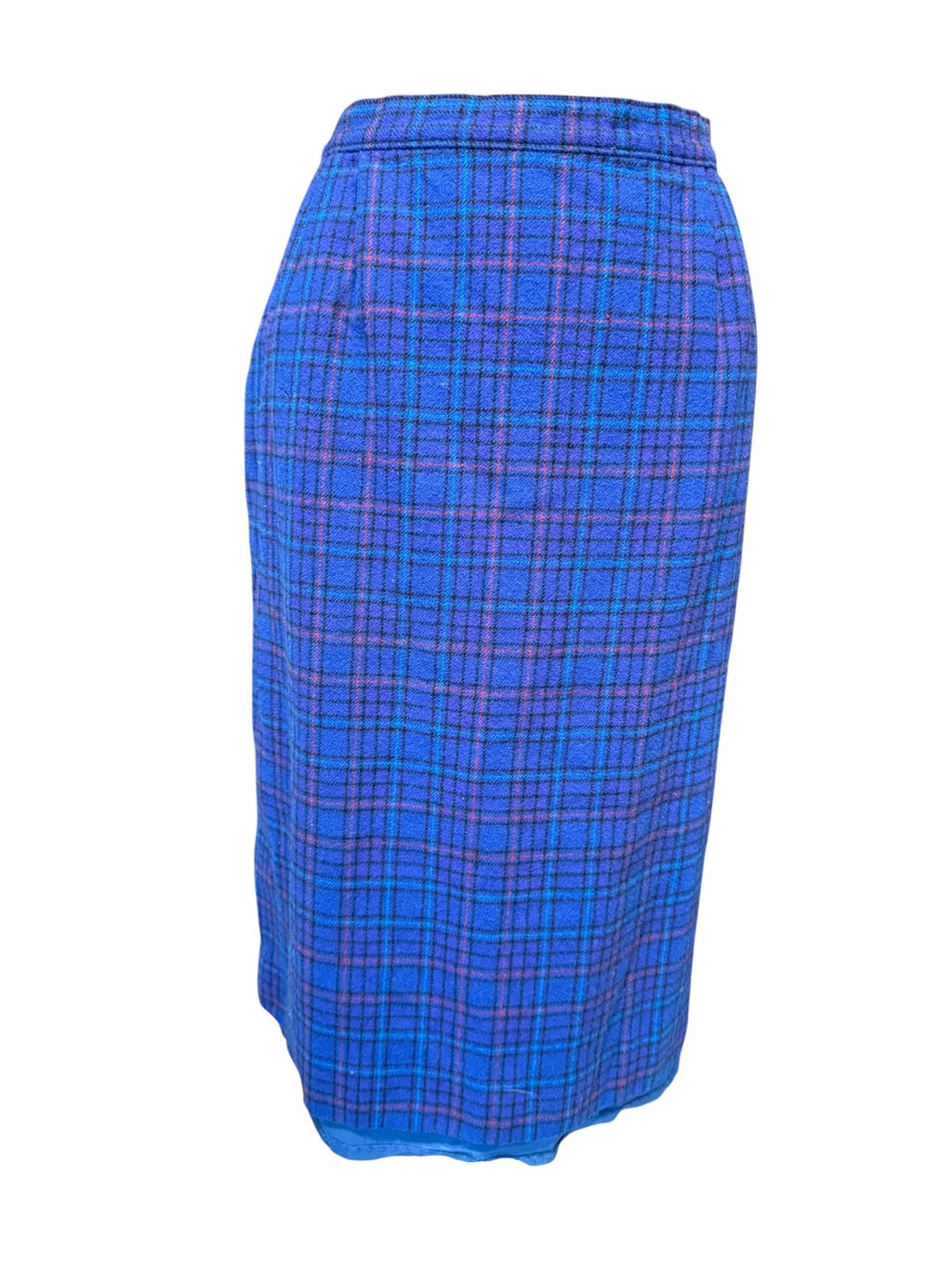 Pendleton Blue Plaid Virgin Wool Pencil Skirt