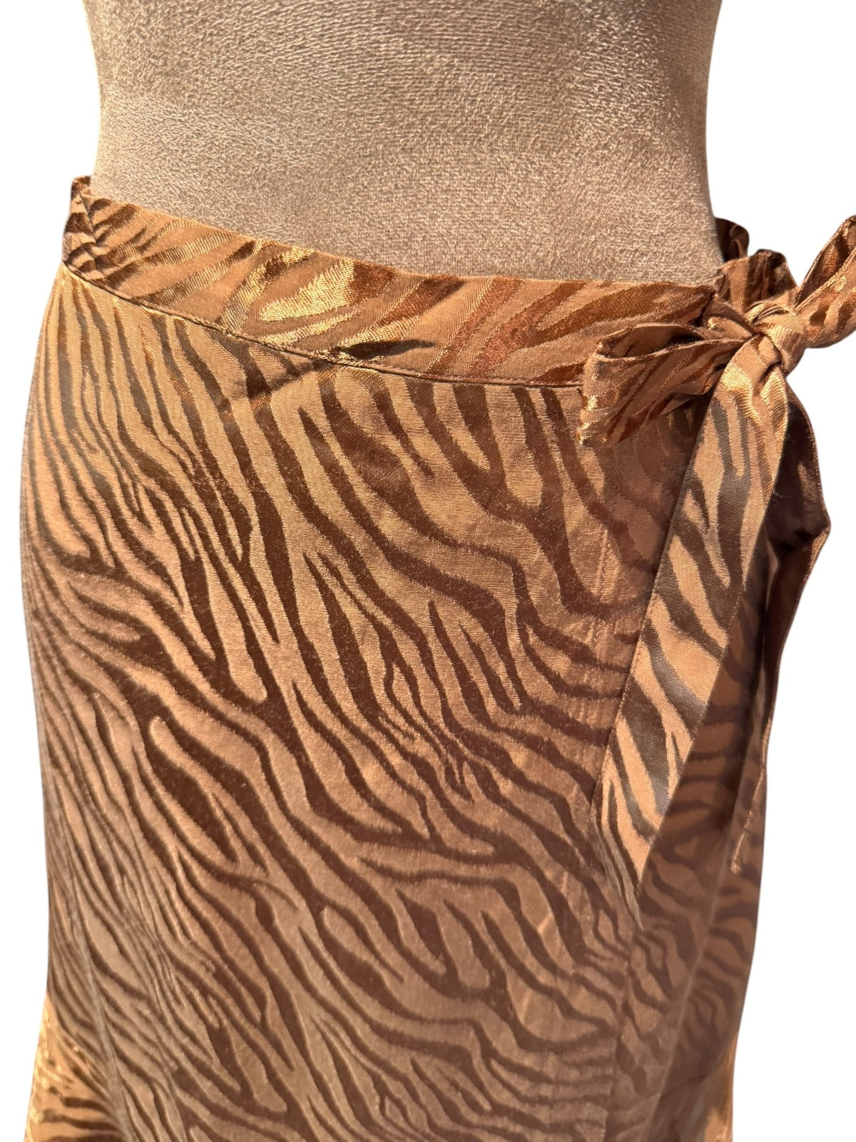 Maeve Brown Animal Print Wrap Skirt with Tie Waist