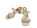 Dolce Vita Ivory Pearl Embellished Block Heel Sandals with Dust Bag