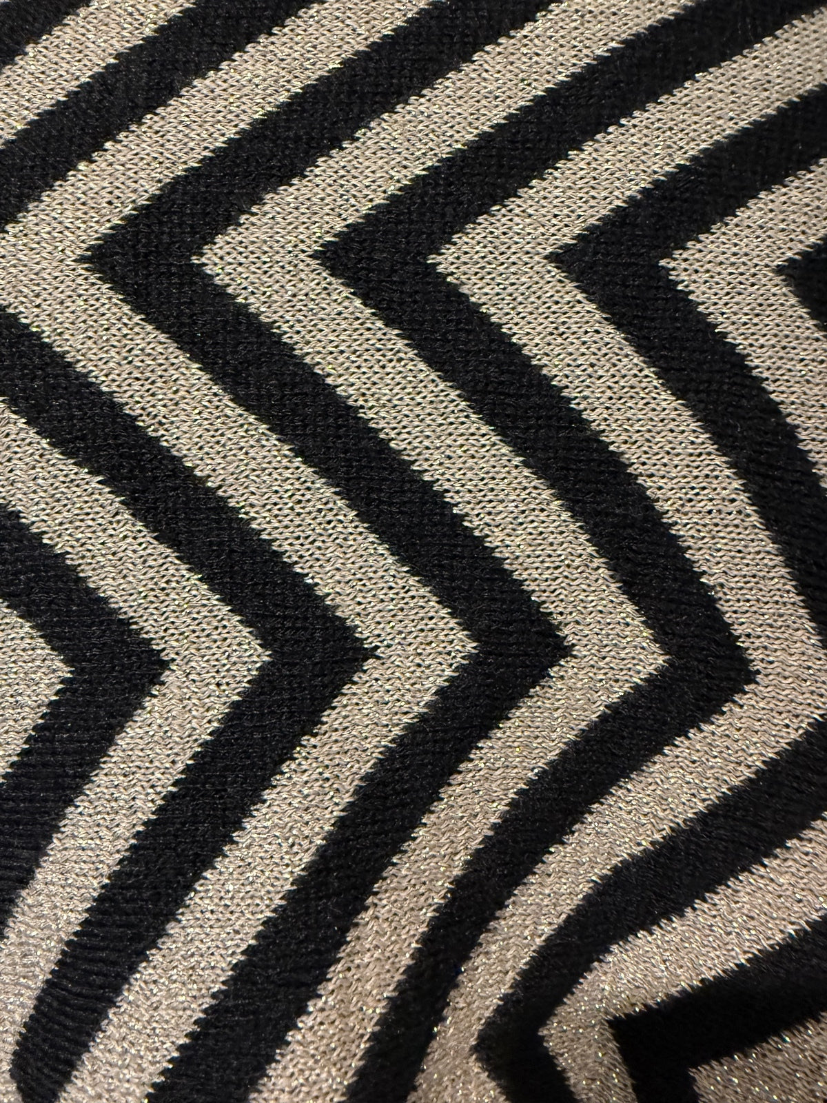 Black and Cream Chevron Pattern Button-Up Poncho