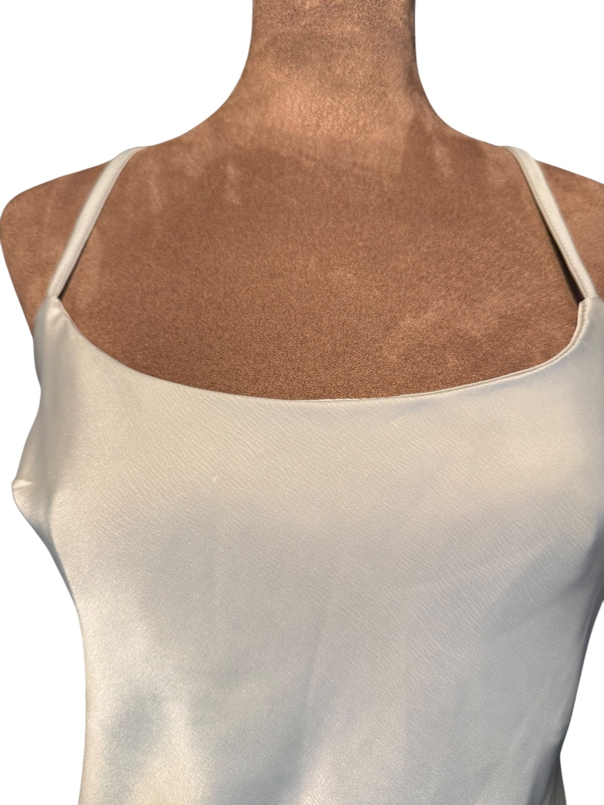 Nasty Gal Collection Cream Satin Slip Dress with Adjustable Straps