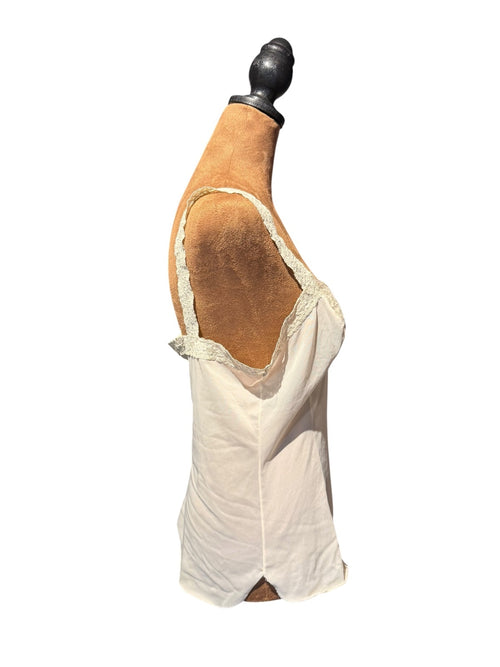 Vintage Cream Lace Trim Silk Camisole Tank Top