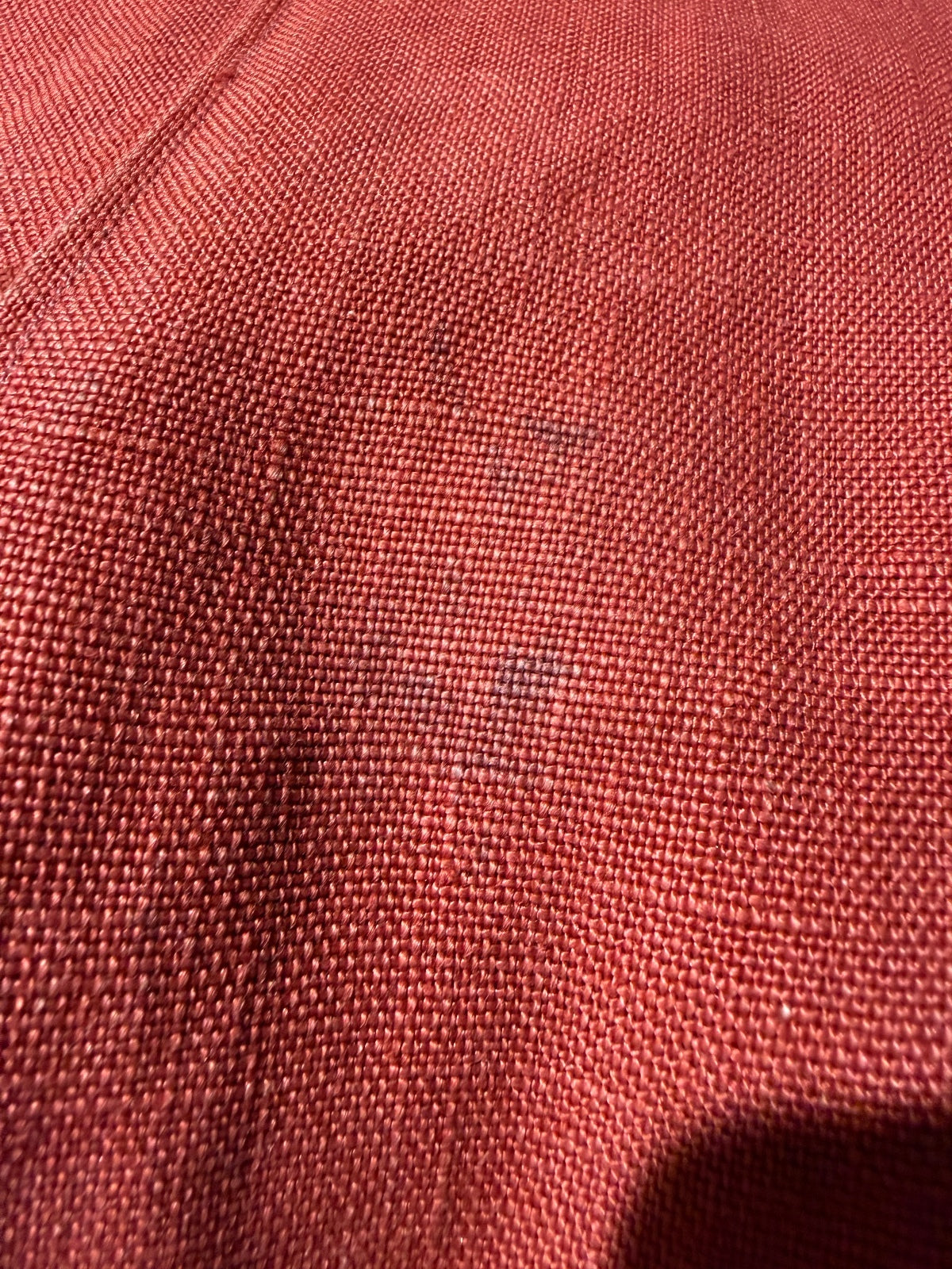 Vintage Red Button-Front Linen Dress with Bakelite Buttons
