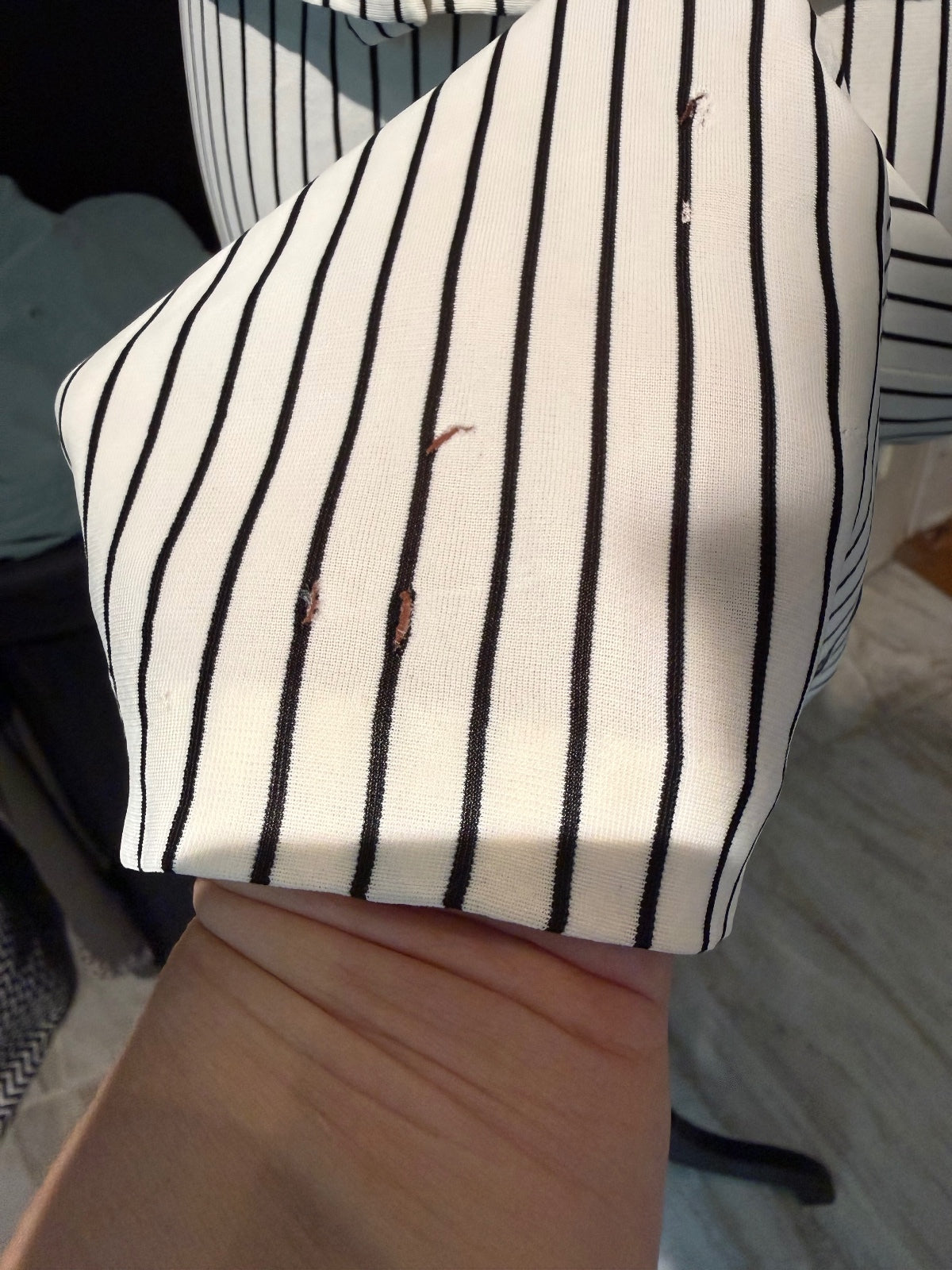Vintage White and Black Vertical Stripe Sleeveless Dress with Back Buttons