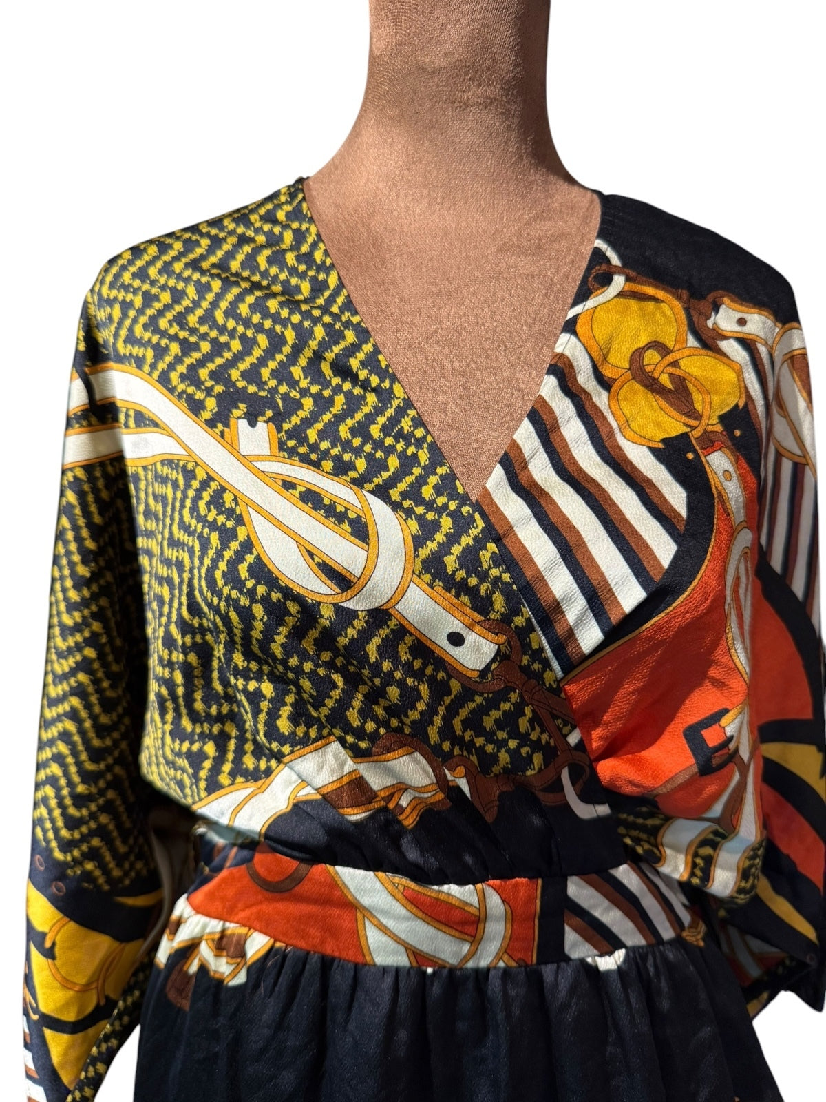 Fashion Nova Printed Long Sleeve Hi Lo Dress