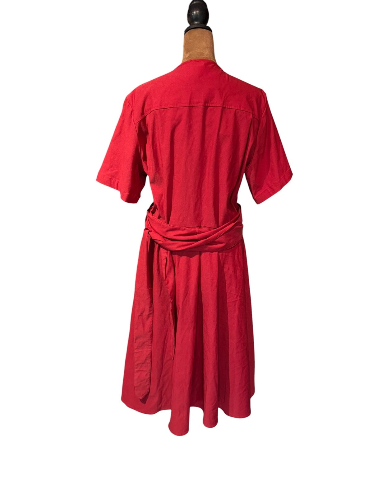 Betabrand Red Wrap Dress with Polka Dot Lining