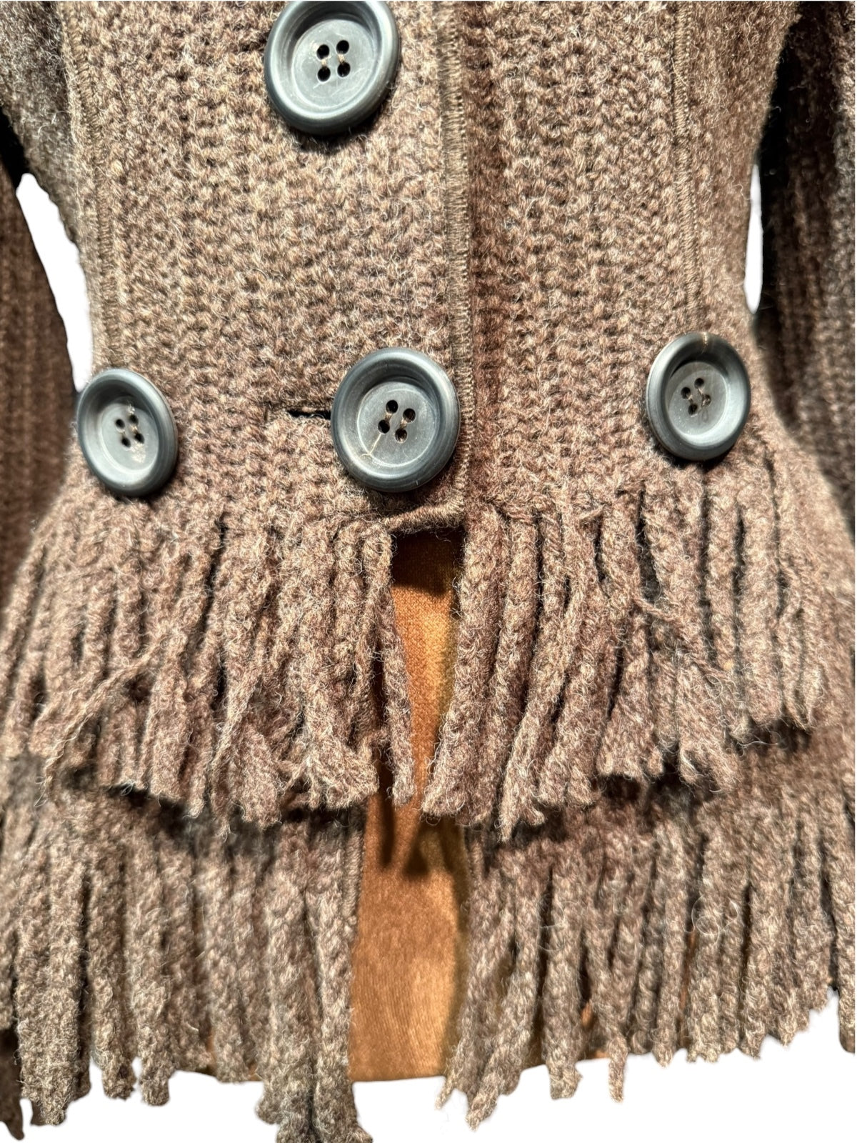 Cesare Fabbri Wool Knit Fringe Button Blazer Jacket