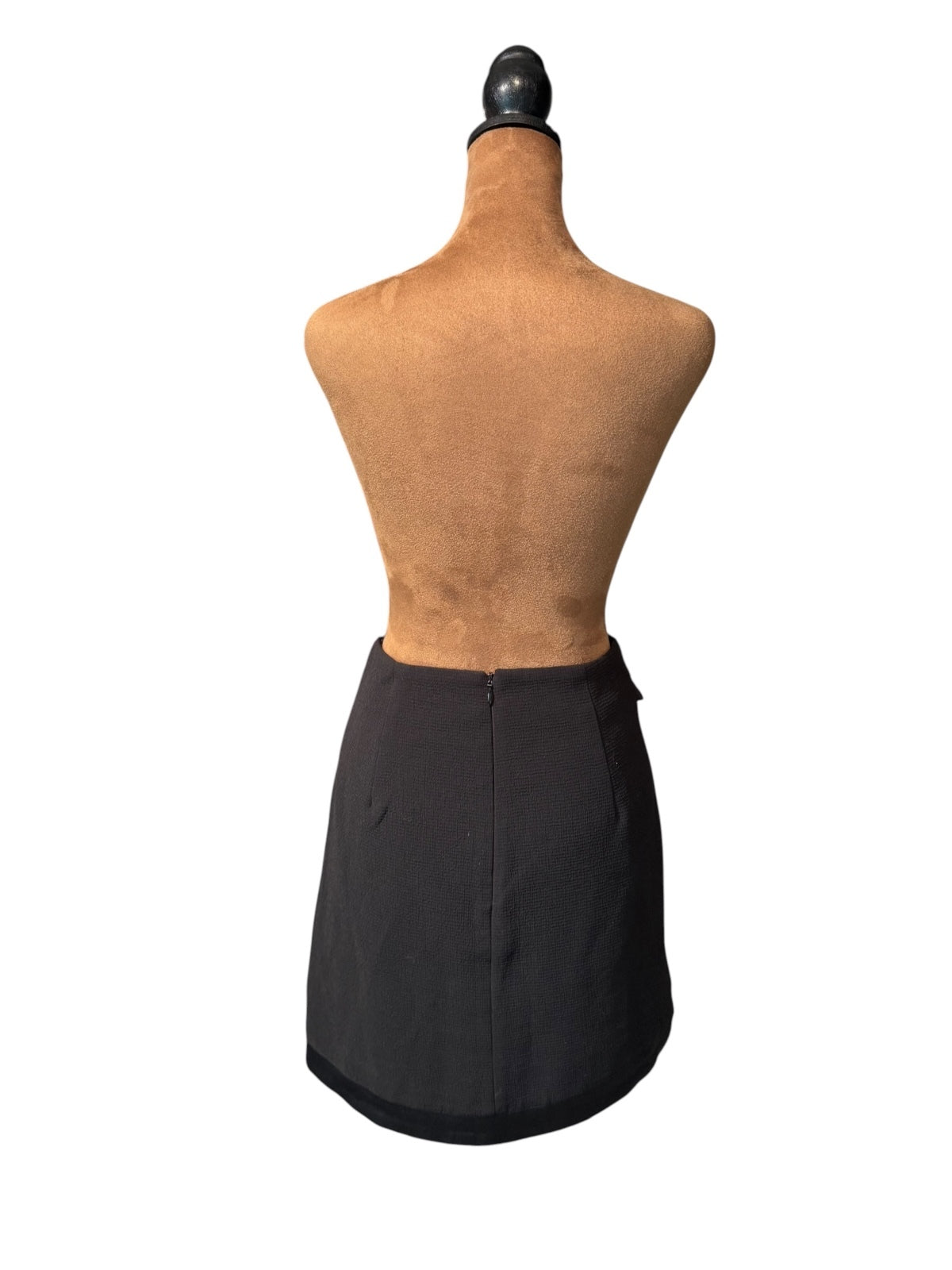 C/MEO Collective Asymmetric Black Skirt with Satin Trim