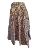 Grace Women's Black and Beige Patterned Cotton Midi Skirt