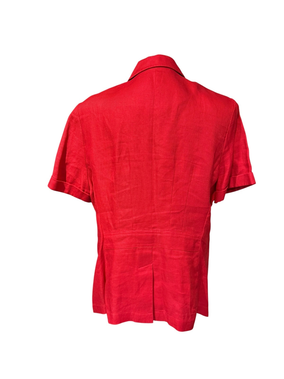 Embassy Row Red Pure Linen Short Sleeve Blazer Jacket