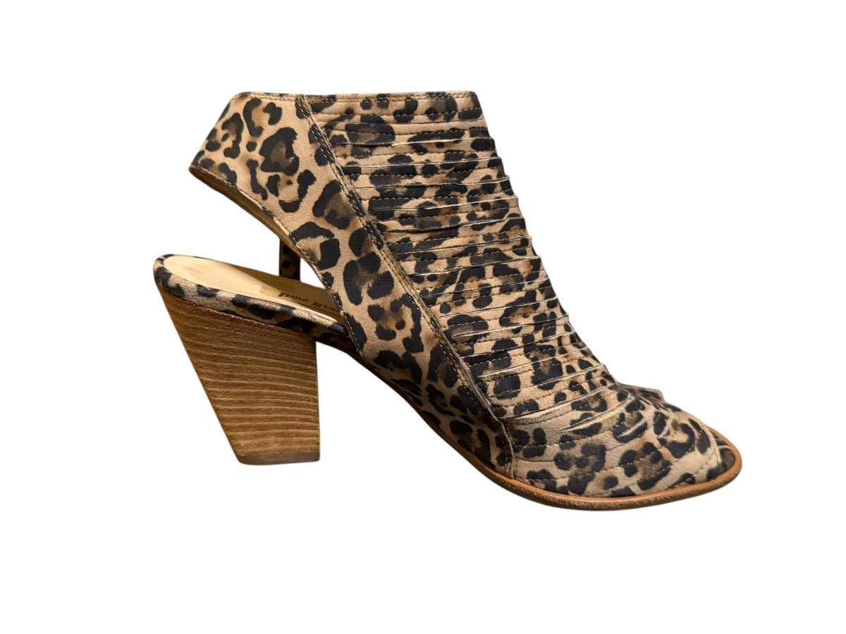 Paul Green Leopard Print Peep Toe Slingback Heeled Booties