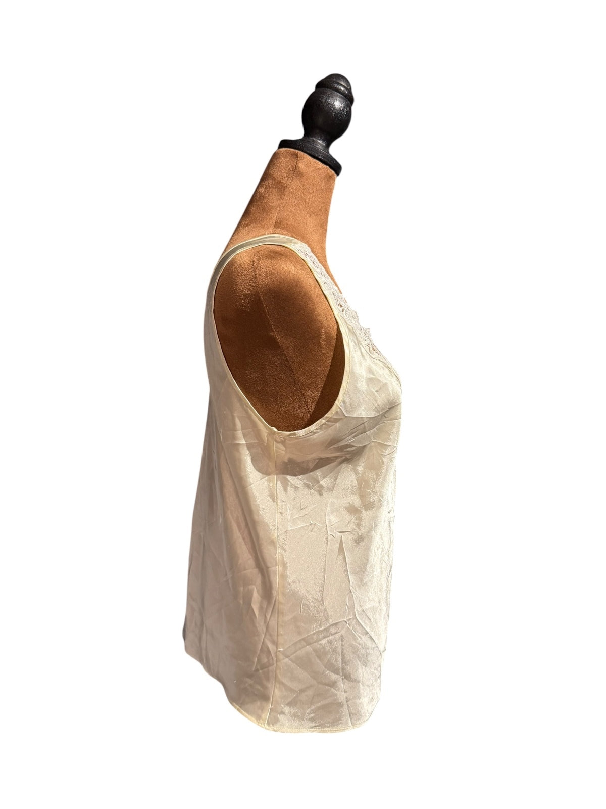 Cinema Etoile Ivory Sleeveless Lace Detail Satin Top