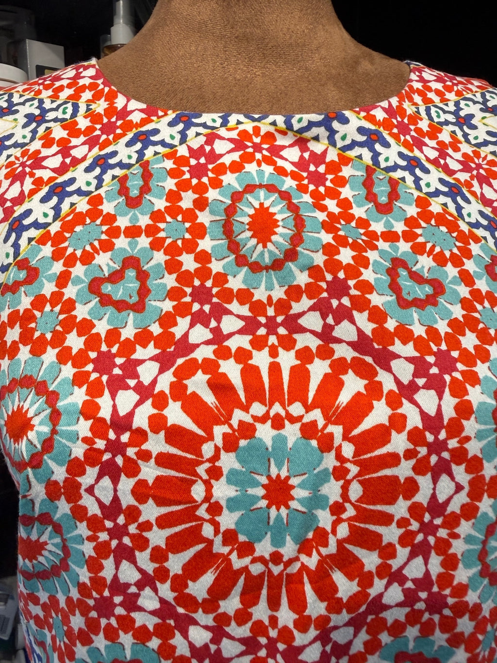 London Times Vibrant Geometric Print Sheath Dress