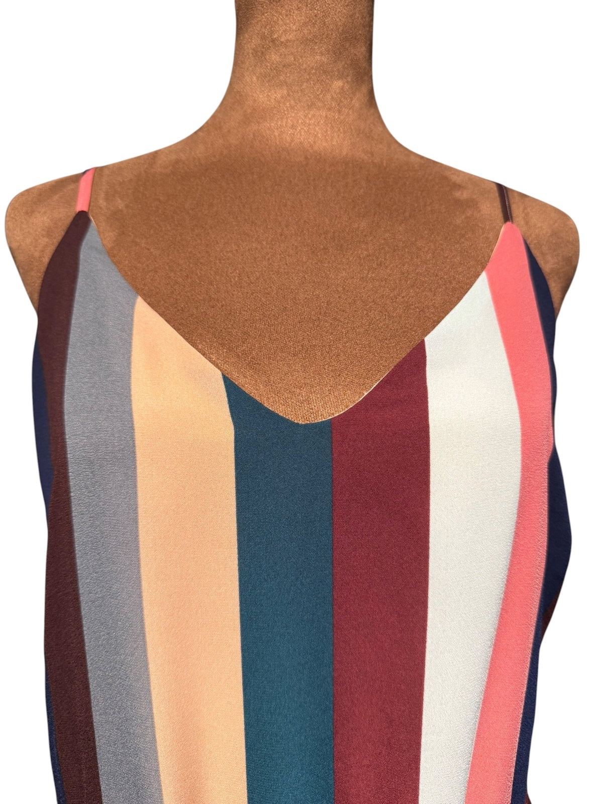 Lulus Striped Midi Dress with Adjustable Spaghetti Straps and Waist Tie