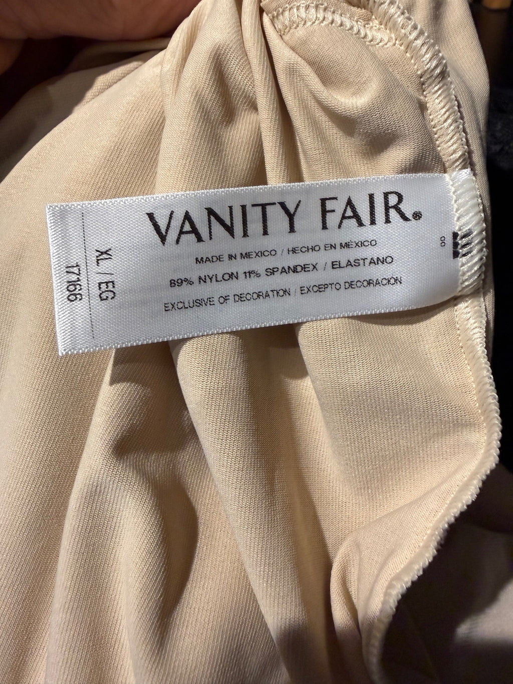 Vanity Fair Beige Nylon Spandex Lace Trim Camisole Tank Top