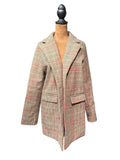 Vintage Style Plaid Wool Blend Overcoat with Red Accents
