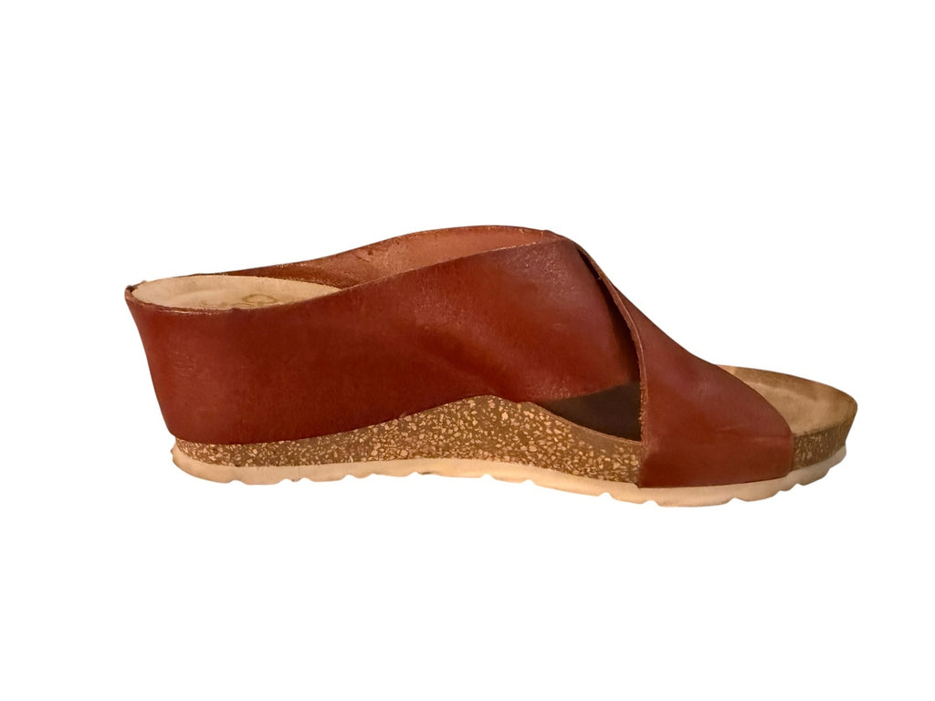 Yokono Brown Leather Wedge Sandals Made in Spain