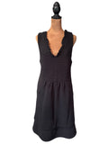 Maeve Black Sleeveless Textured Dress with Ruffle Trim