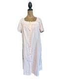 Vintage Katz Pink Button-Front Nightgown with Lace Trim