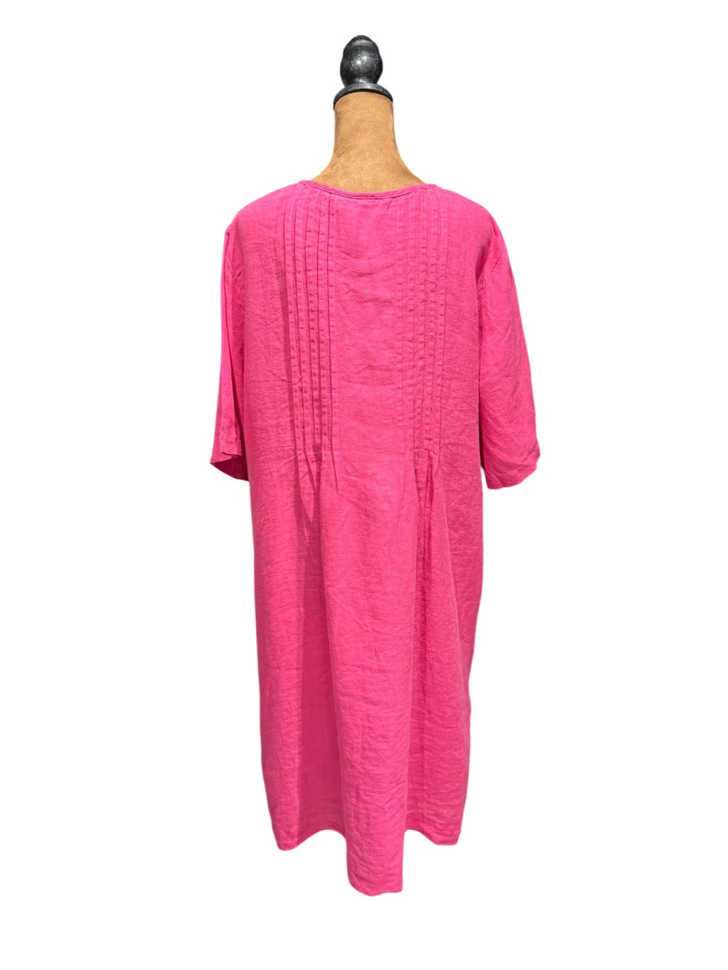 Gudrun Sjoden Pink 100% Linen Button-Front Dress