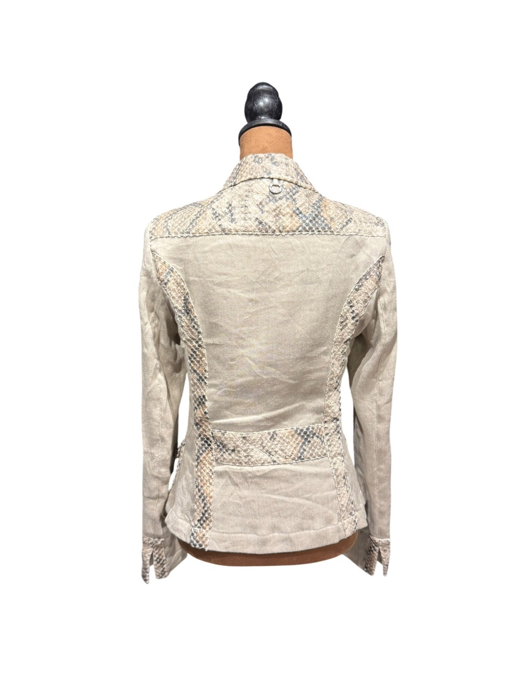 Save The Queen Women's Snake Print Linen Blazer Jacket