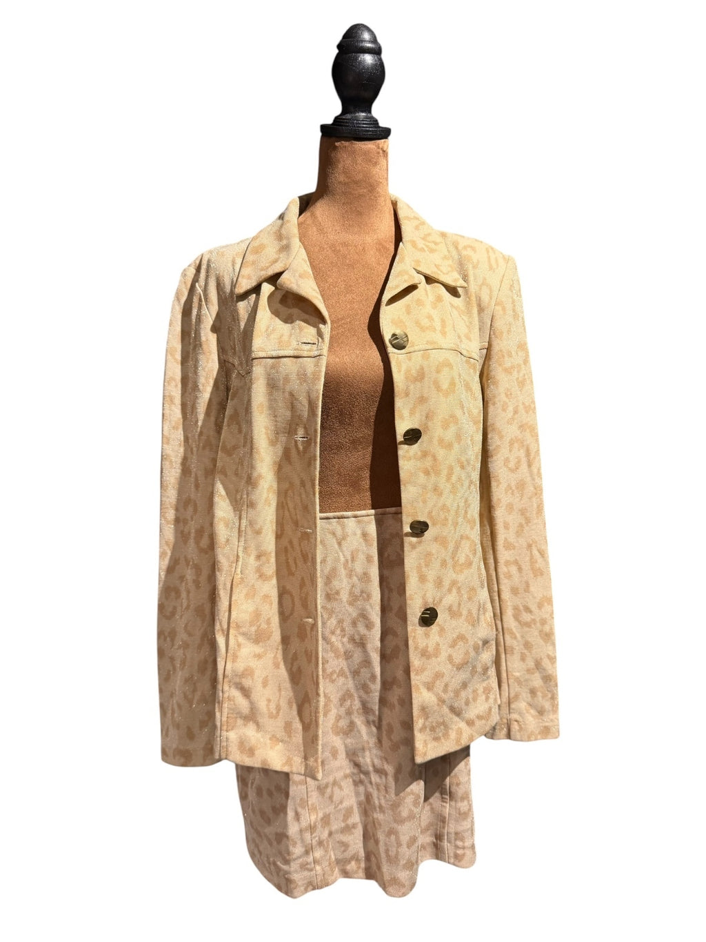 Gantos Women's Two-Piece Leopard Print Skirt and Jacket Set