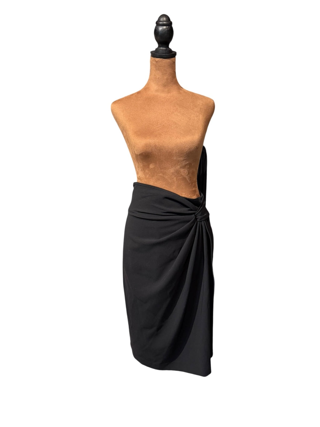 St. John Black Draped Pencil Skirt