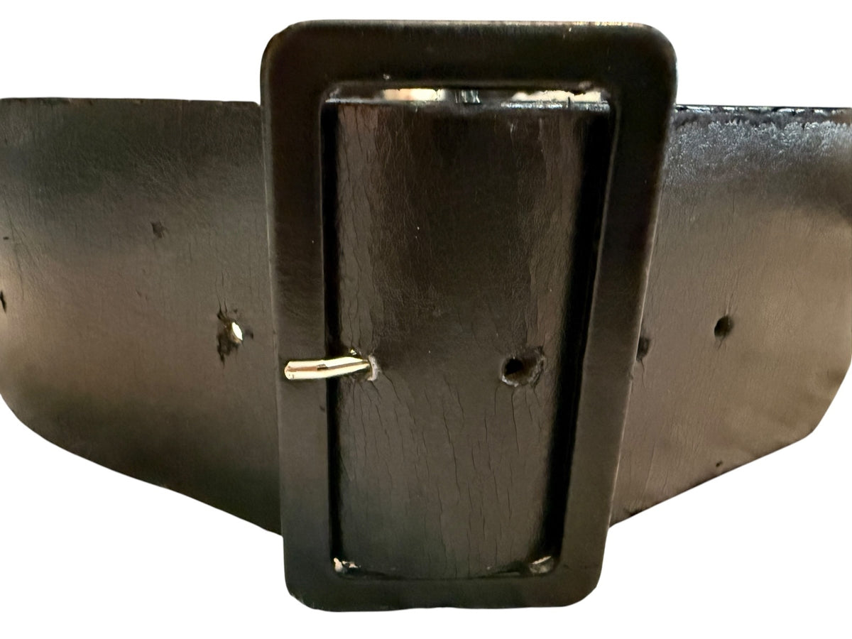 Extra Wide Black Faux Leather Belt